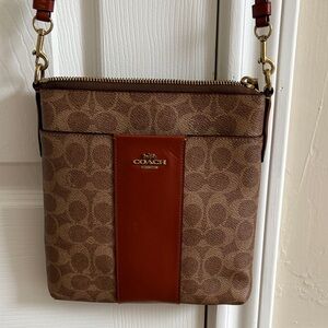 Coach Tan and Brown Signature Crossbody